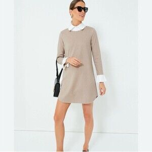 Tuckernuck Dakotah Dress Womens Size S Beige Shift Mini Peter Pan Collar